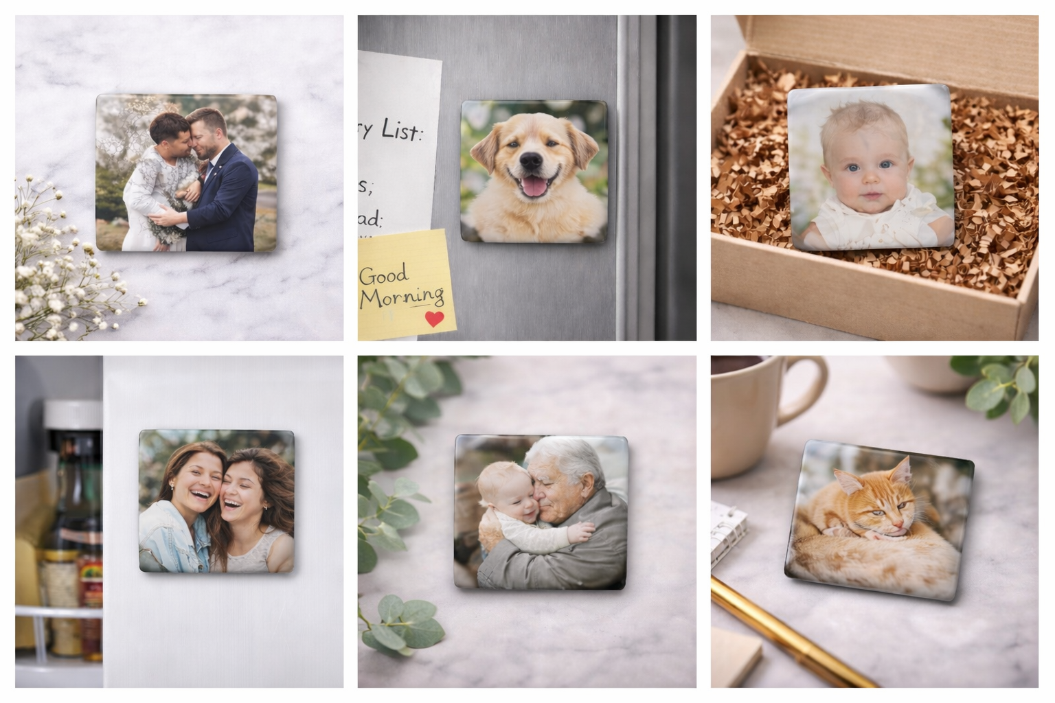 Custom Photo Magnet 2x2 Square, Personalized Fridge Keepsake, Pet or Wedding Gift