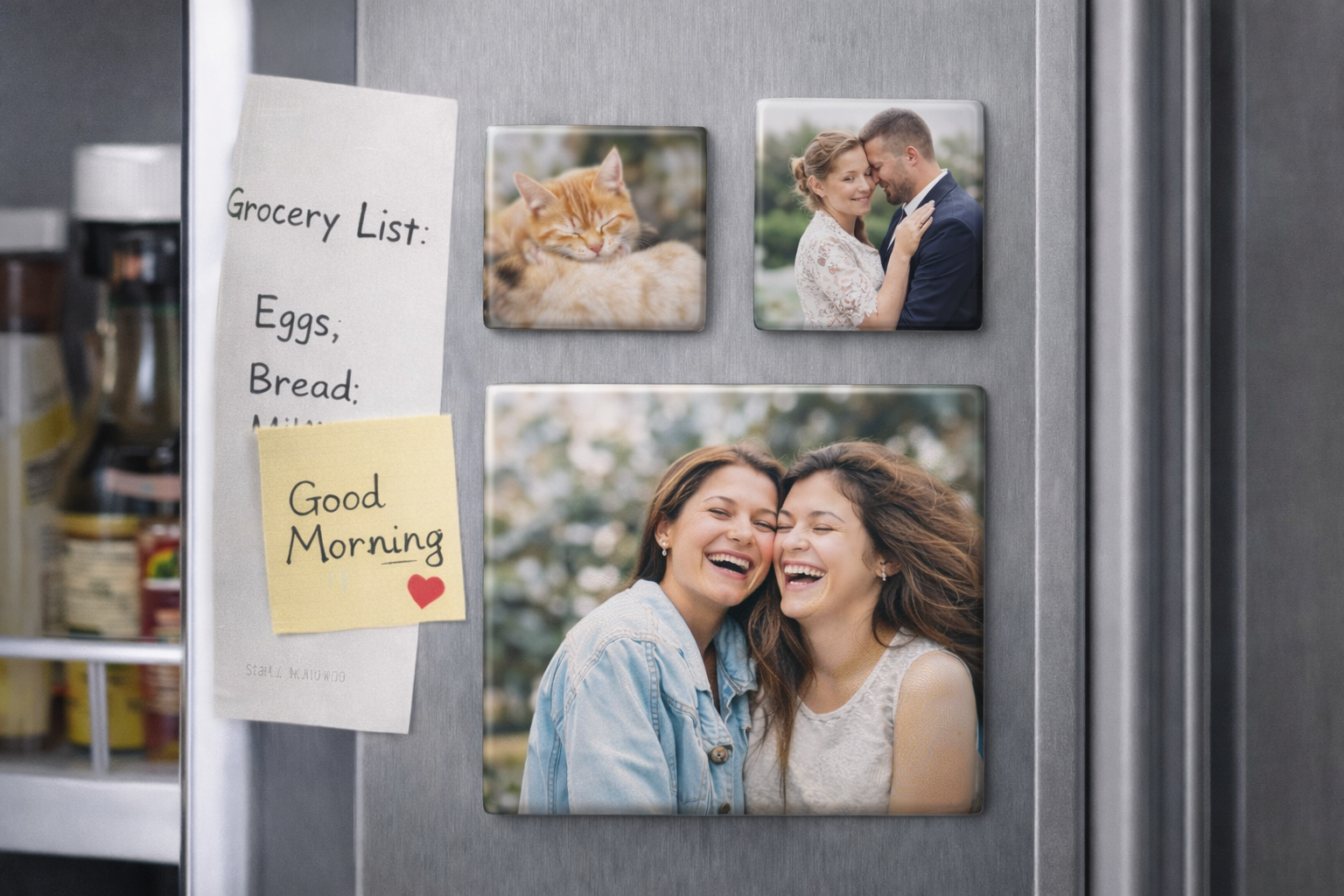 Custom Photo Magnet 2x2 Square, Personalized Fridge Keepsake, Pet or Wedding Gift