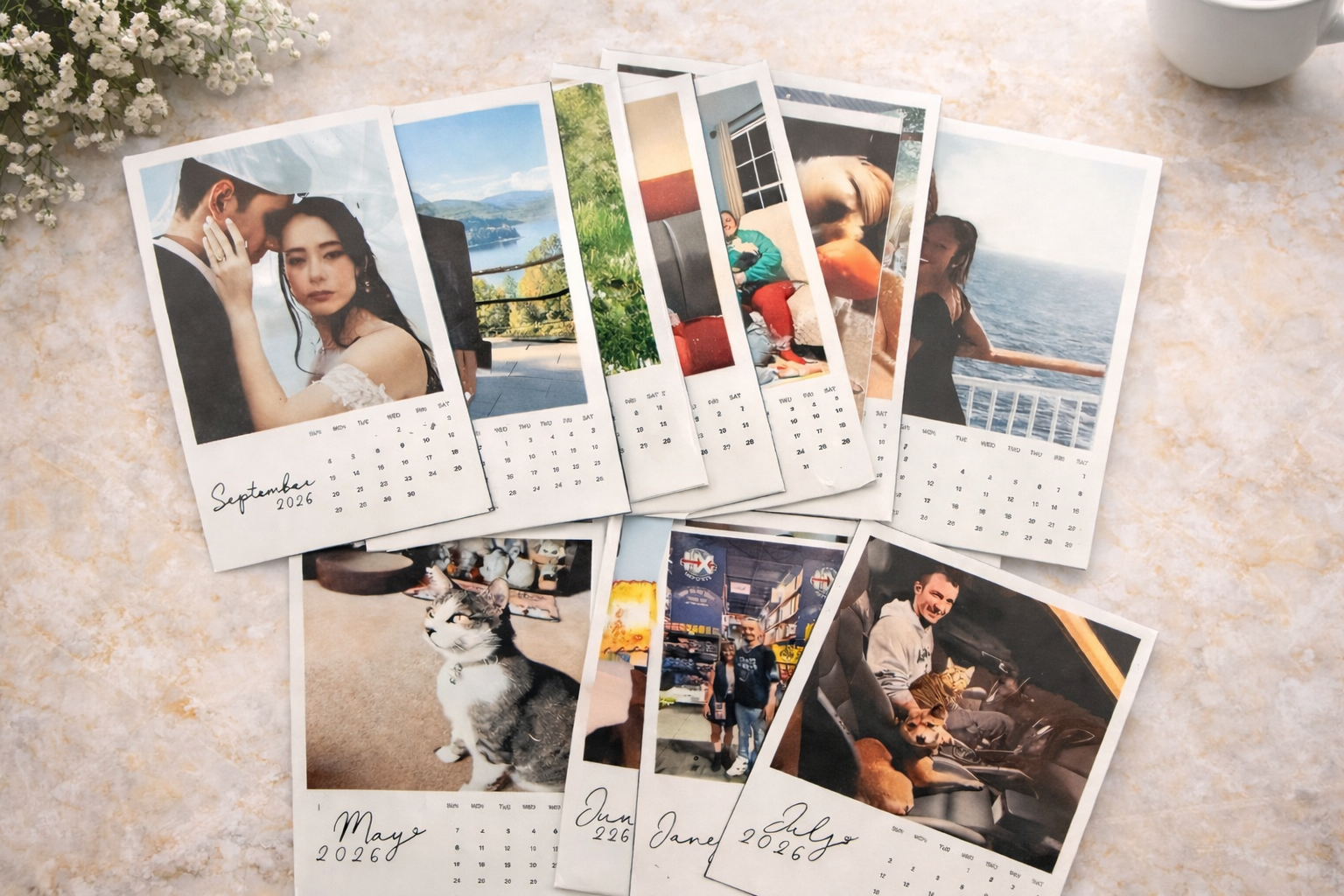 Custom 3–4” Set of 12 Vinyl Fridge Magnet | Personalized Photo 2006 Calendar |  Keepsake