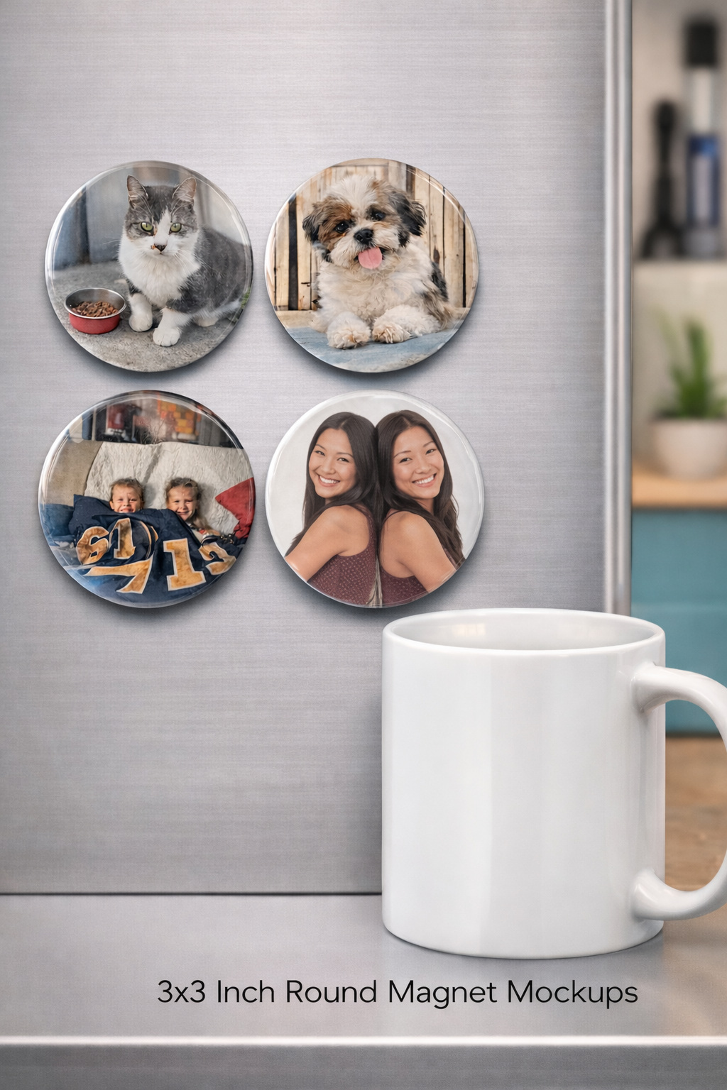 Custom Photo Magnet 3x3 Round, Personalized Fridge Keepsake, Pet Memorial or Wedding Favor